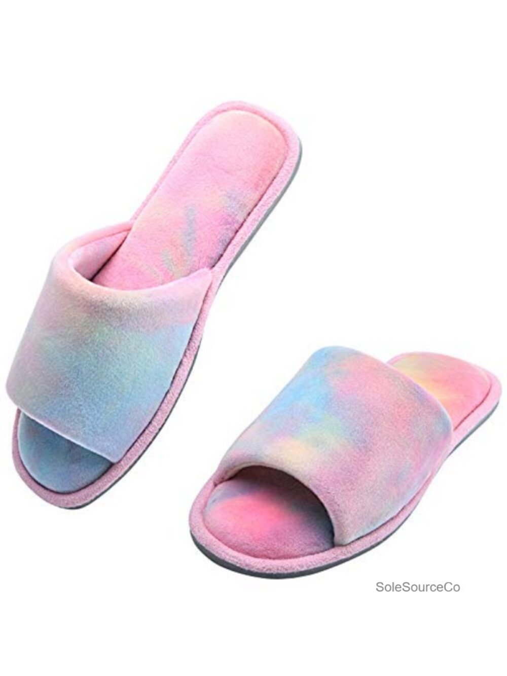 Memory Foam Open Toe Slippers Flannel Slip On House Slippers